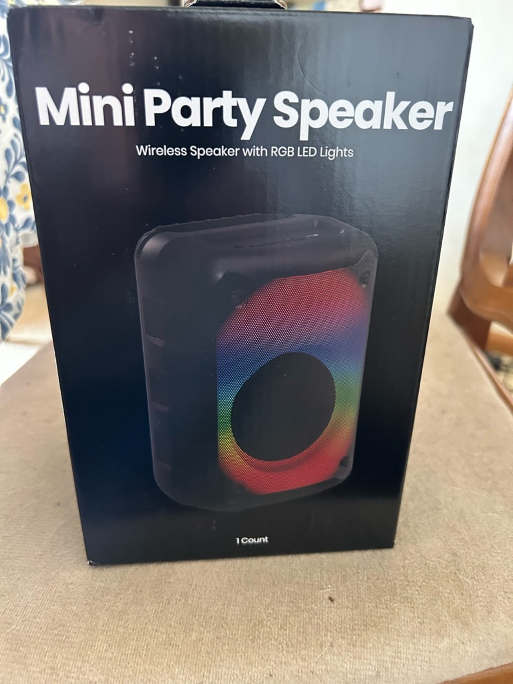 Mini Party Speaker with RGB LED Lights With Phone Holder- Black